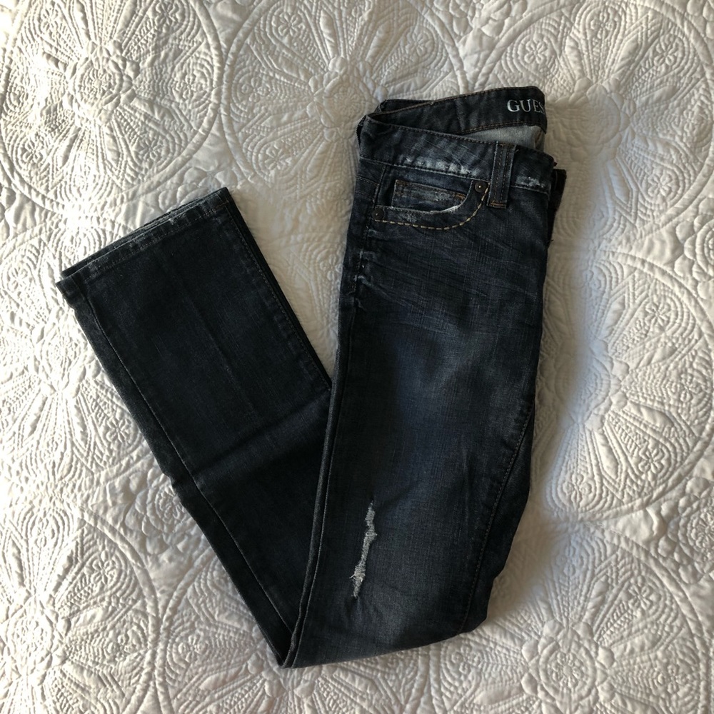 Guess Dark Wash Distressed Jeans - Picture 7 of 8